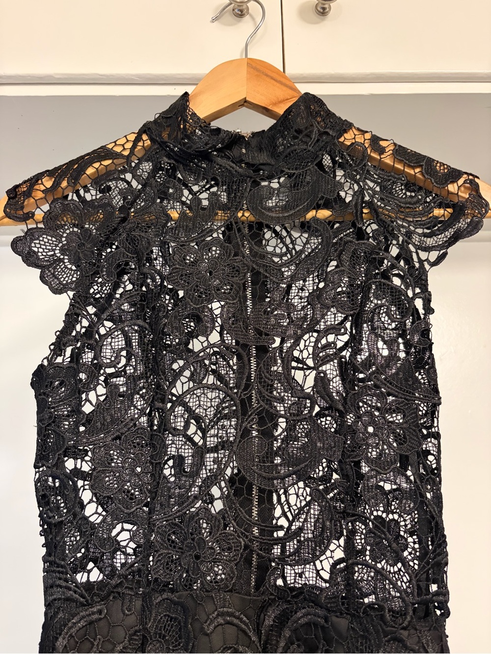 Xenia Boutique Black Lace Midi Dress with High Neck - Picture 3 of 13